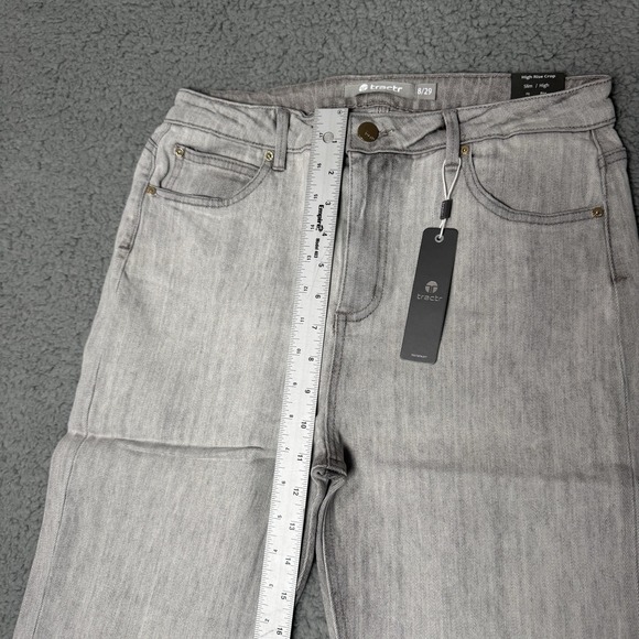 Tractr Jeans Womens Gray Denim Slim Fit High Rise Corp Slit‎ Distressed Hem 8/29 - Picture 7 of 10